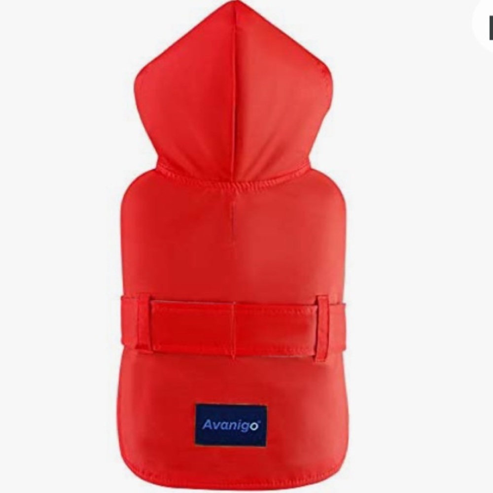 Avanigo Red Dog Rain Coat Hood Medium